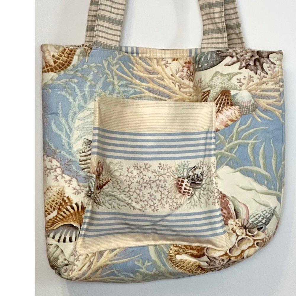 Seashore fabric Bag ~ Sturdy ~ Pockets ~ Tote Purse